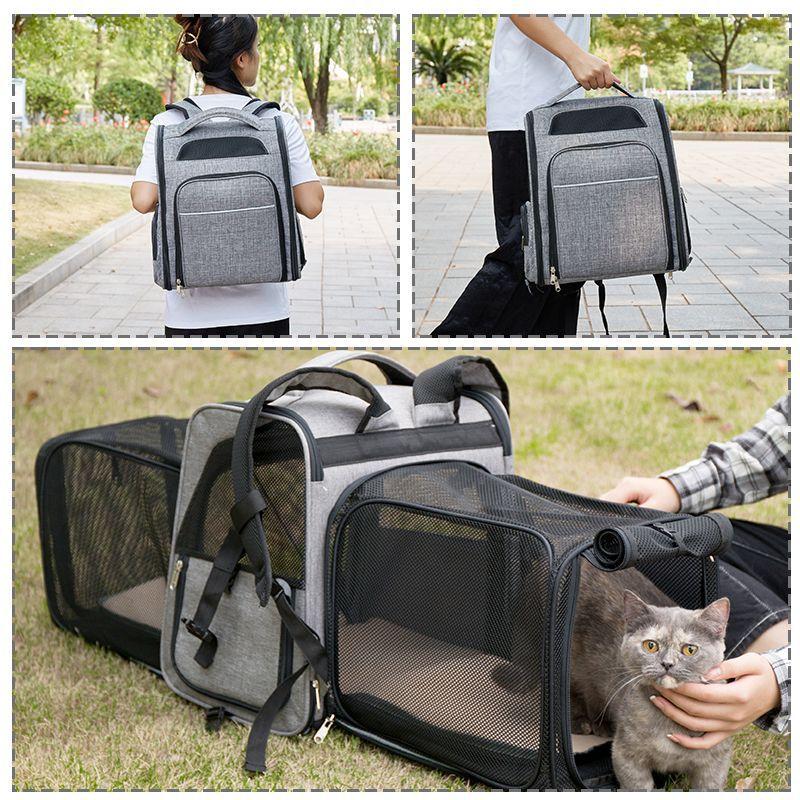 New Large Cat Bag Wholesale Large Capacity Double Expansion Pet Backpack Oxford Cloth Expandable Pet Bag