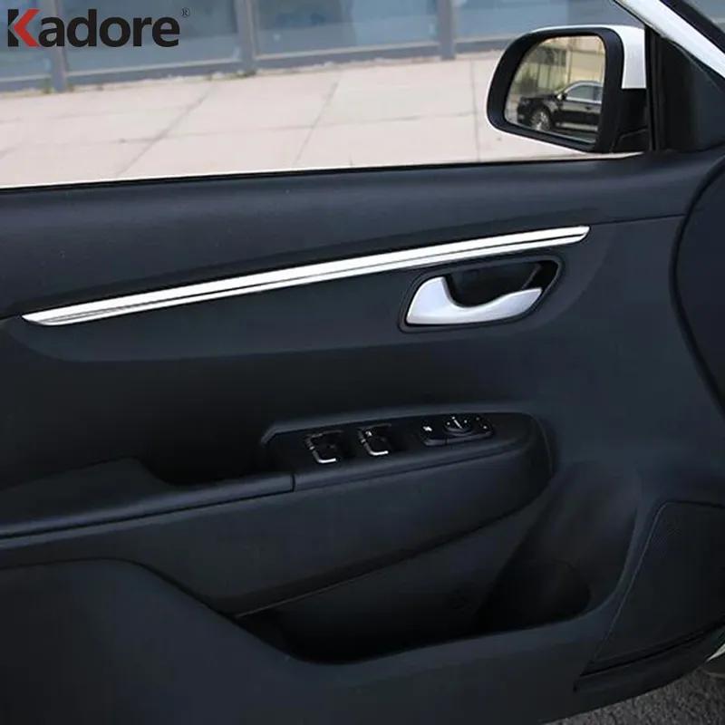 For Kia Rio 4 X-line 2018 Stainless Steel Car ide Inner Door Panel Cover Trim Molding Garnish Strip Interior Accessories