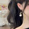 Gold Sequined Pearl Pendant Ear Hook Simple Retro High-end Earrings Fashion Light Luxury Versatile Earrings Women