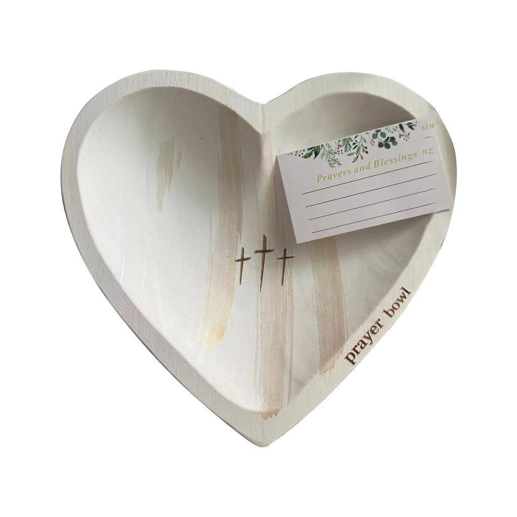 Wooden Heart Blessing Bowl Handcrafted Blessing Bowl With Cards, Dough Bowl With Blessing Cards, Religious Gifts, Heart Blessing Bowl, Christmas Gifts