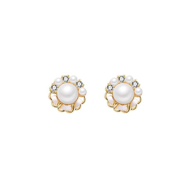 Xiaoxiangfeng pearl stud earrings New women's tide gentle and advanced temperament versatile fashion earrings earrings