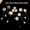 New Fashion Sweater Brooch Rose Flower Corsage Camellia Long Needle Pin Girl Women Shawl Shirt Collar Brooch Pins Accessories