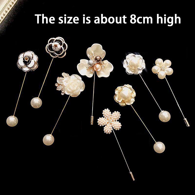 New Fashion Sweater Brooch Rose Flower Corsage Camellia Long Needle Pin Girl Women Shawl Shirt Collar Brooch Pins Accessories