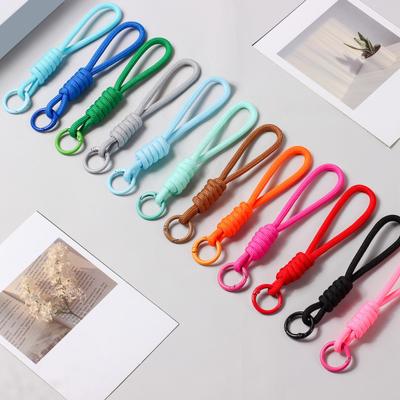 2Pcs Braided Rope Pendant Lightweight High-Elastic Keychain Holder with Reinforced Knot Design Macaron Color Mobile Phone Case Lanyard
