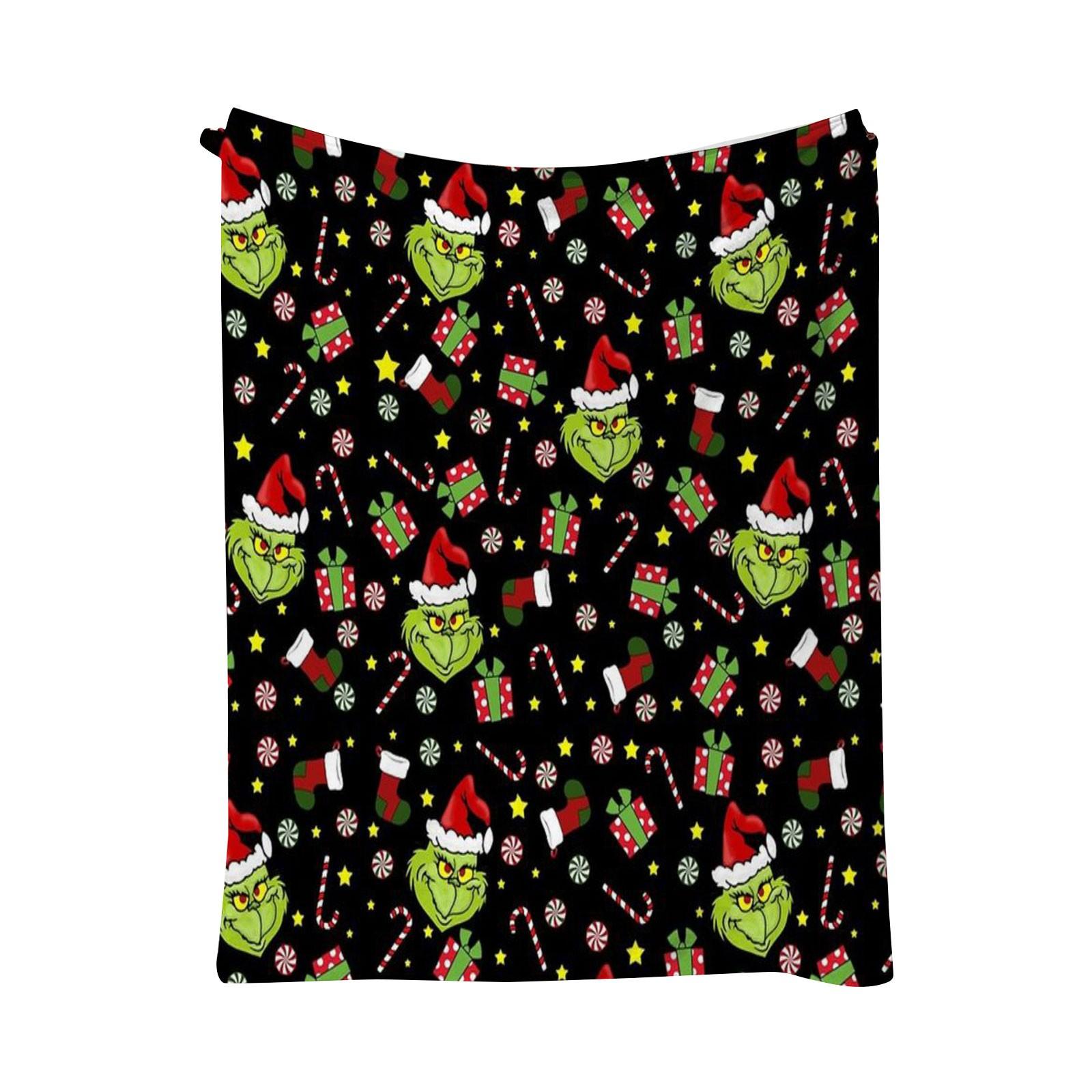 

Christmas Green Blanket Flannel Cover Blanket Cartoon Blanket One Size