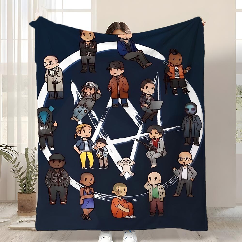 Watch Dogs 2 Throw Kid-Friendly Flannel Throw Blanket Soft Warm Anti-Static Washable All Season