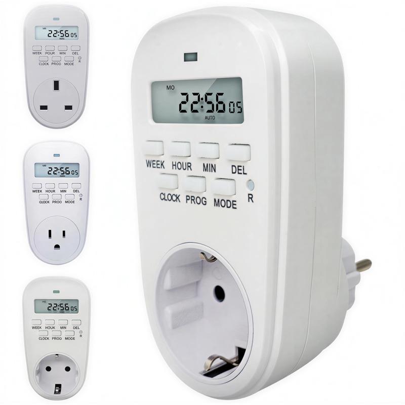 EU Plug Smart Electronic Digital Time Controller Timer Switch Socket Energy Saving Kitchen Timer Outlet Week Hour Adjustable Timing Socket