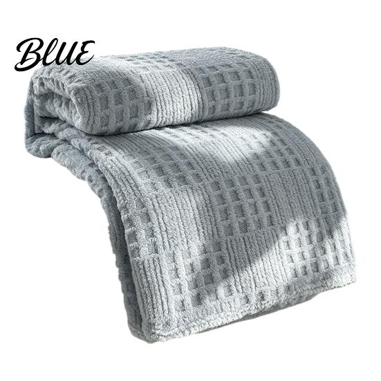 Office Lunch Break Milk Fleece Throw Blanket Waffle Checkered Blanket 3D Solid Color Plush Polyester