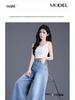 Women's Light Wash Wide-Leg Denim Pants - Spring/Summer 2026, Nine-Tenths Length, Loose Fit