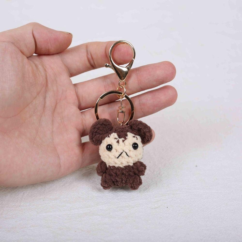 Knitting Doll Monkey Doll Keychain Handmade Mini Knitted Pendant  Gift Bag Decor