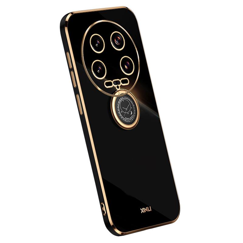 XINLI For Xiaomi 14 Ultra TPU Case Electroplating Phone Cover with Ring Holder Kickstand