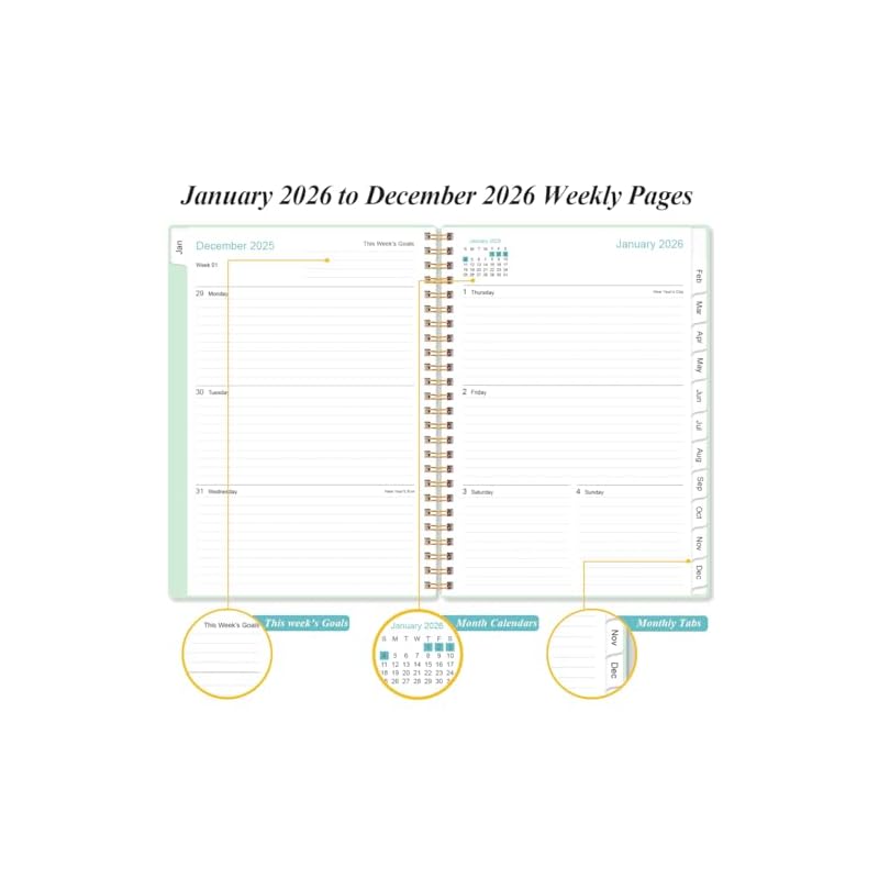 [2027] Planner - Weekly & Monthly Calendar Planner, January 2027 - December 2027, Spiral Bound, 12 Monthly Tabs, Inner Pocket, Ideal for School and