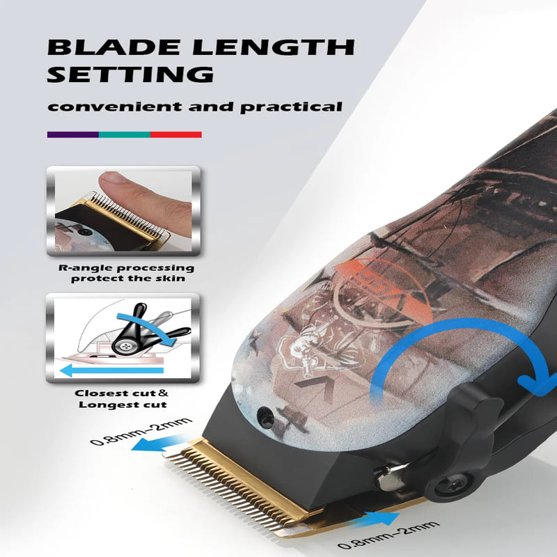 LED Digital Display Super High Power Long Battery Life Electric Hair Clipper  Rechargeable Hair Clipper  Oil Head  Retro Metal Electric Hair Clipper