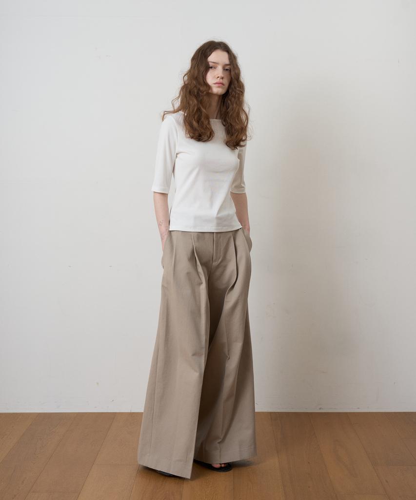 FROMWHERE Cotton Bulky Pants Beige