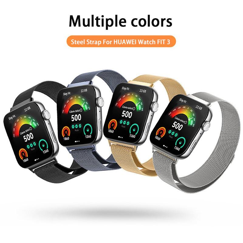 Bracelet en acier inoxydable pour Huawei Watch Fit 3 Bracelet de remplacement pour bracelet intelligent Milan Magnétique pour Huawei Fit3 Bracelet en métal