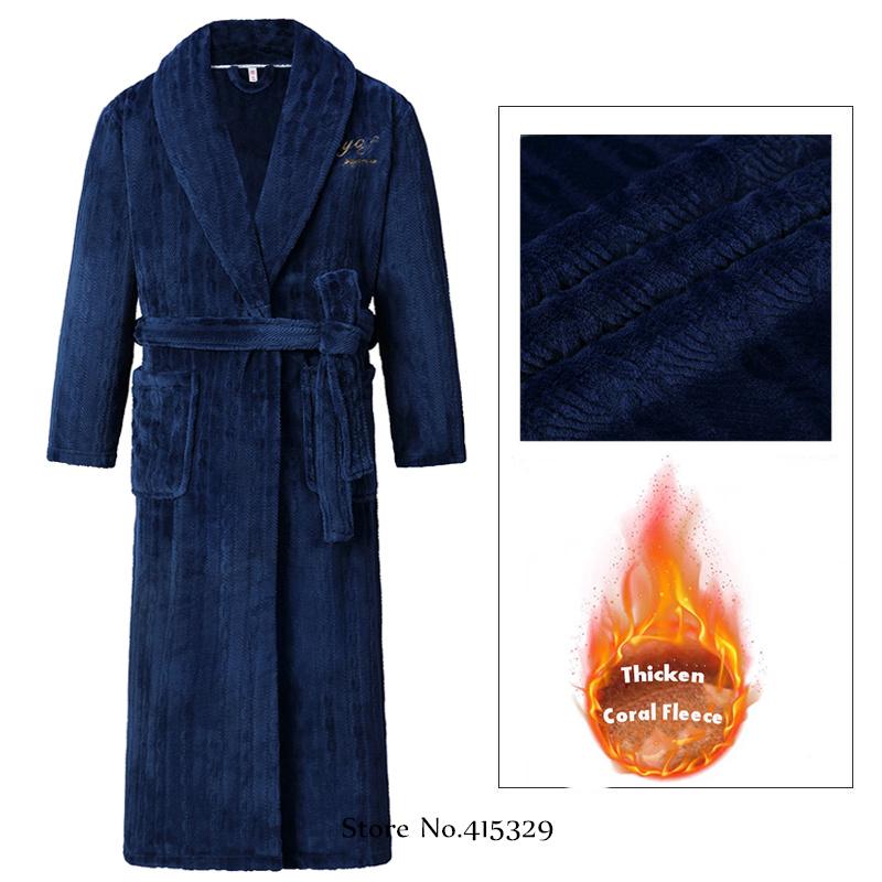 Coral Velvet Bathrobe Shower Kimono Robe Winter New Men's Home Wear Loose Thickened Pajamas