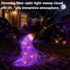 Weather Resistant Outdoor Figures Solar Halloween Witch Garden Stake Light Waterproof Metal Flying Broomstick Spooky Pathway Markers Light