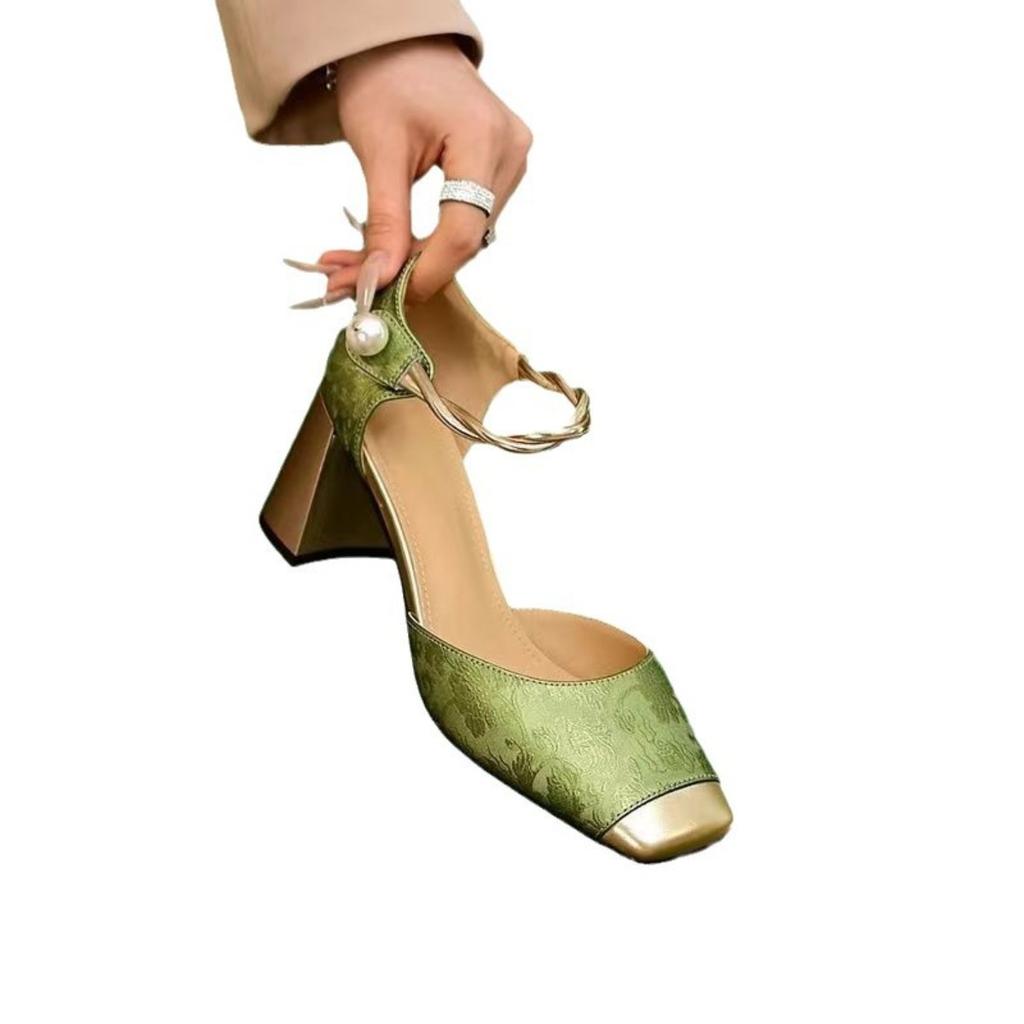 Nuovo Stile Cinese, Scarpe Ricamate, Scarpe su Misura Grezze, da Donna, Nuovo Stile Estivo, Scarpe da Banchetto, Sandali con Tacco Alto