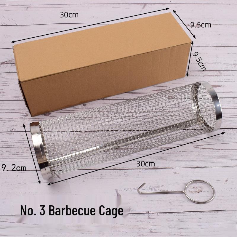 304 Stainless Steel Portable BBQ Rolling Cage for Outdoor Grilling