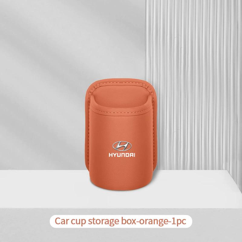 PU Leather Car Door Edge Storage Box Cup Holder Hyundai IX35 I20 I40 Accent Tucson Kona Elantra Sonata Genesis In-Car Trash Can KK9