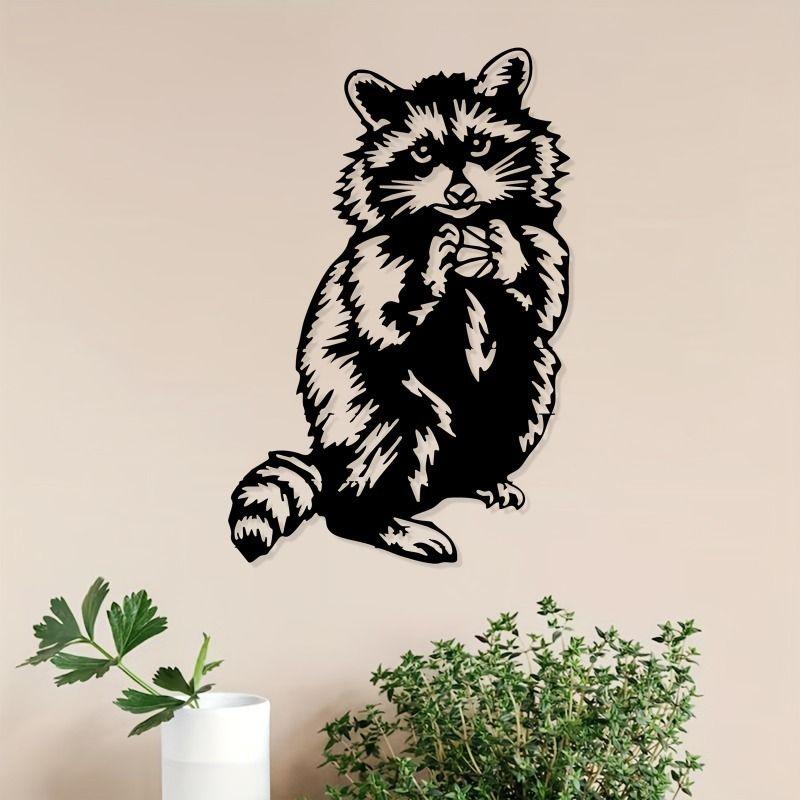 Metal Wall Art Raccoon Sculpture, Outdoor Garden & Fence Decor, Halloween & Thanksgiving Gift