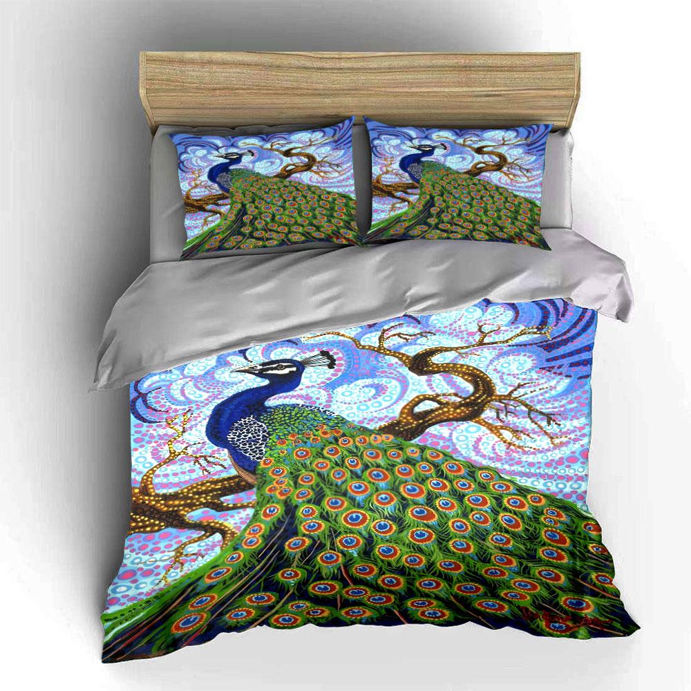 Peacock with intricate feathers. Bedding sets Duvet cover sets Duvet covers Pillowcases(1 * Duvet Cover 2 * Pillowcases, without duvet insert)