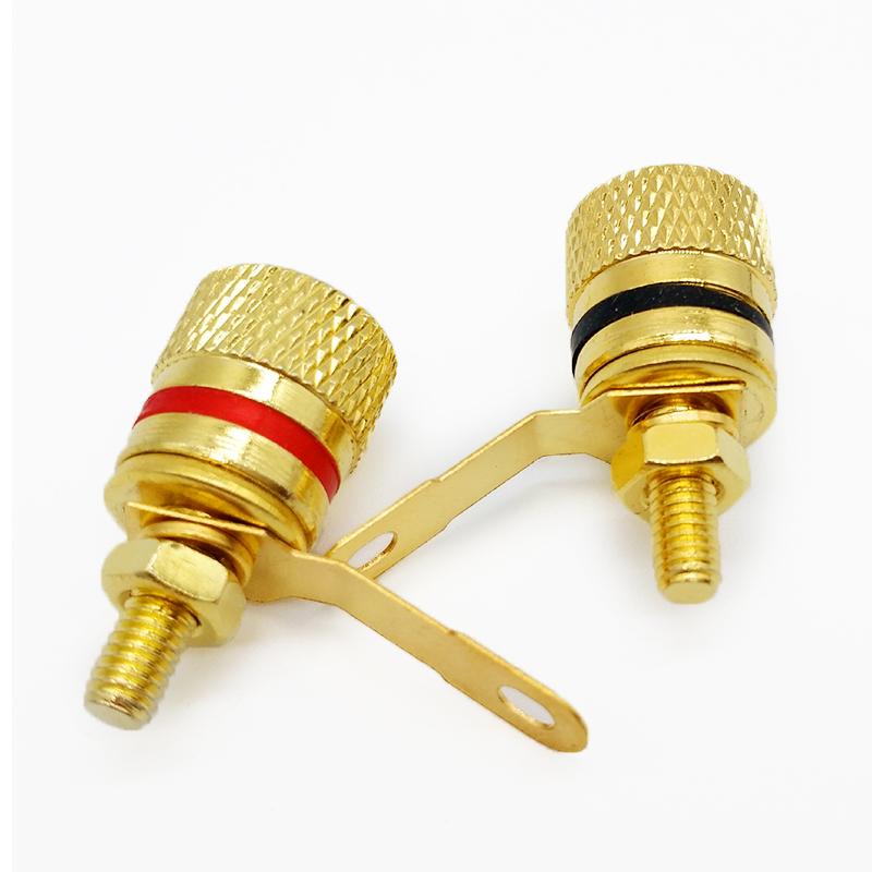 10pcs Gold-plated Pure Copper Binding Post Speaker Amplifier Terminal 4MM Banana Plug Socket DIY Audio Plugs Jack Connectors