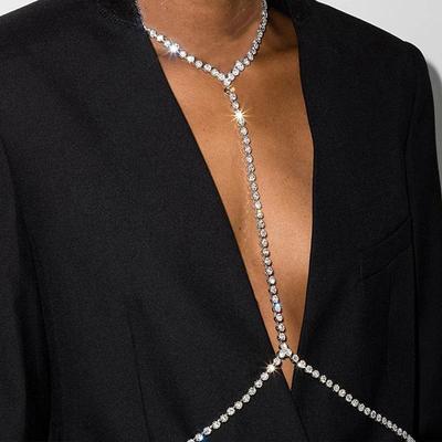 Stonefans Big Choker náhrdelník Belly Luxury Vintage Crystal Fashion Plážový Řetízek Bikiny Body Šperky Třpytky pro ženy Dárky