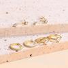 6pcs Minimalist Niche Design Golden Earring Set with Synthetic Synthetic Zirconia, Small Earring Set Suitable for Multiple Piercings