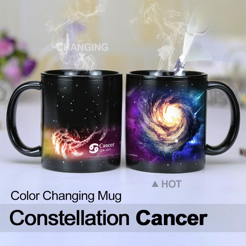Starry Sky Purple Illusion 12 Constellation Color Changing Water Cup Ceramic Mug Suitable for Couples To Give Gifts