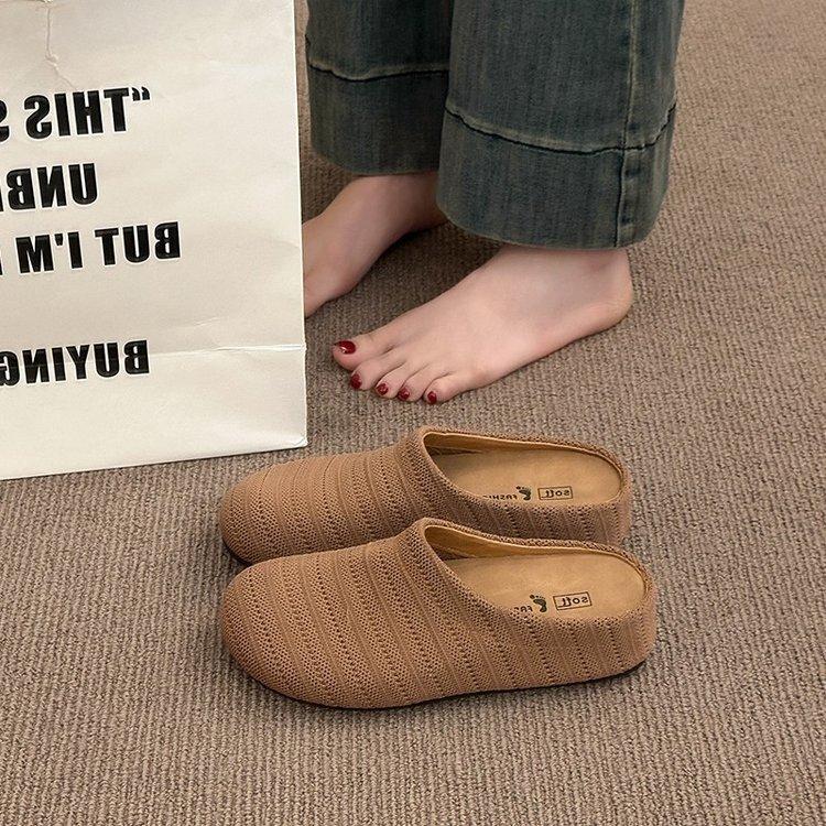 

Platform-soled Boken shoes women s 2025 summer new one-pedal bag head half slippers women wear bohemian cool slippers 40 коричневый