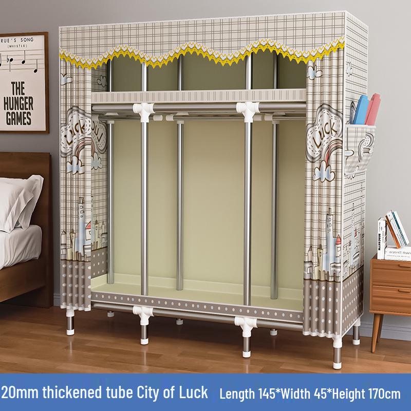Thickened Steel Pipe Fabric Wardrobe for Dorm or Bedroom Storage