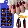 120Pcs Short Square Wine Red Press on Nails Classic Vintage Red False Nails Full Cover Acrylic Fake Nails DIY Wearable Nail Tips