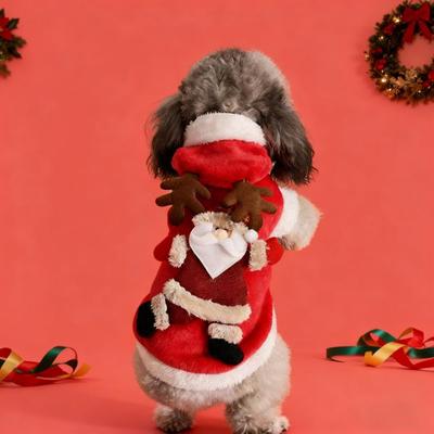 Christmas Teddy Bear Formal Wear for Dogs & Cats - Thickened Autumn/Winter Two-Legged Pet Clothing