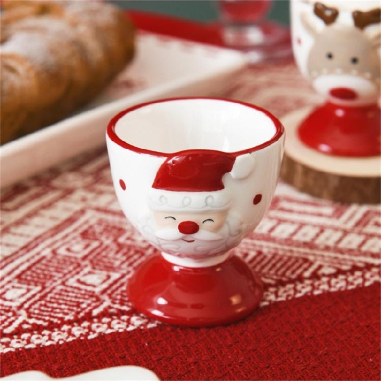 Ceramic Eggs Holder Cup Christmas Themed Porcelain Small Wine Cup Home Decoration Accessories Elegant Party Drinkware