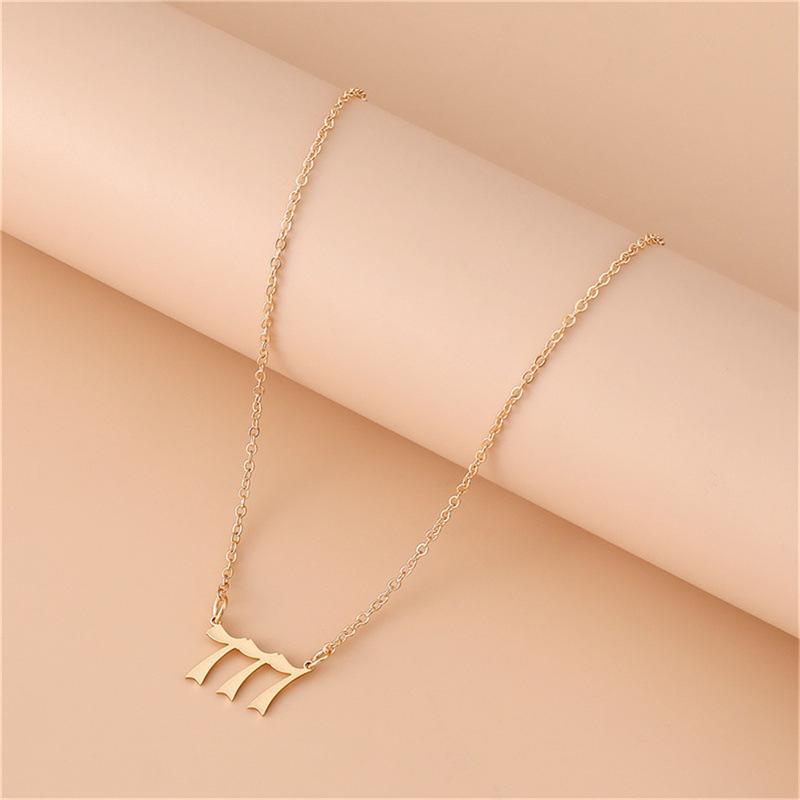 European Style 777 Angel Number Stainless Steel Necklace - Luxury Design Women's Clavicle Chain