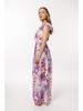 V-neck chiffon maxi dress with purple floral pattern S
