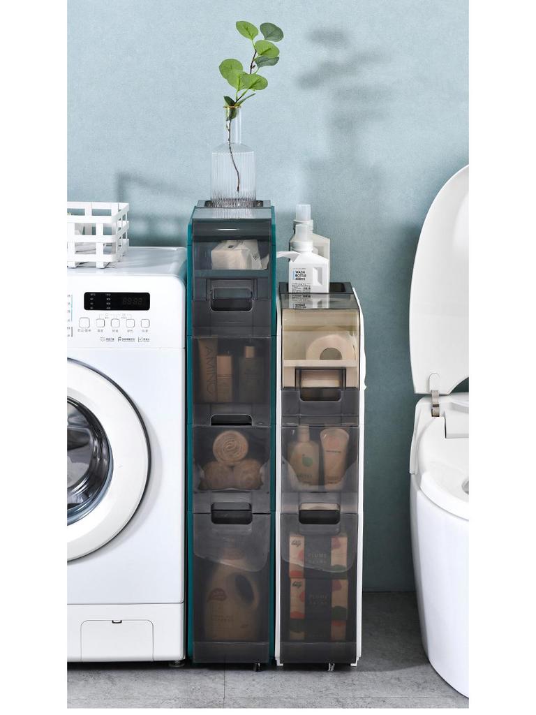 Elegant Bathroom Crevice Storage Rack: Compact Floor-Standing Cabinet