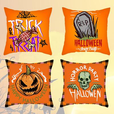 New Halloween Pillowcase, Festive Atmosphere, New Style Pillow, Pumpkin Skull Print Pillow