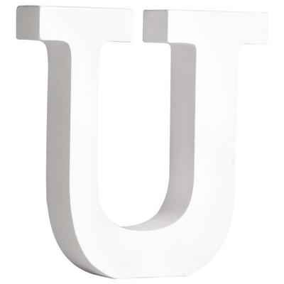 Písmeno MDF U, bílé, 11 cm, tloušťka 2 cm