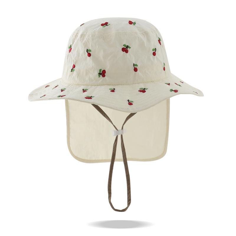 Summer Baby Sun Hat Quick-dry Beach Children Panama Cap for Girls Boys Embroidery Cartoon Kids Bucket Hats Neck Protection 1-4Y