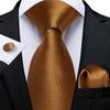Fashion Men's Necktie Ring Set Light Brown Floral Silk Tie Handkerchief Cufflinks for Party Business