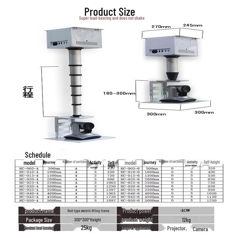 LaiCai Electric Telescopic Ceiling Lift for Cameras & Projectors