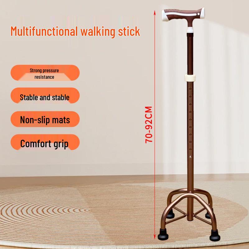 Yaşlılar için Ayarlanabilir Kaymaz Dört Ayaklı Alüminyum Baston