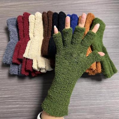 Thicken Fingerless Gloves Plush Half-finger Gloves Fashion Winter Warm Gloves
