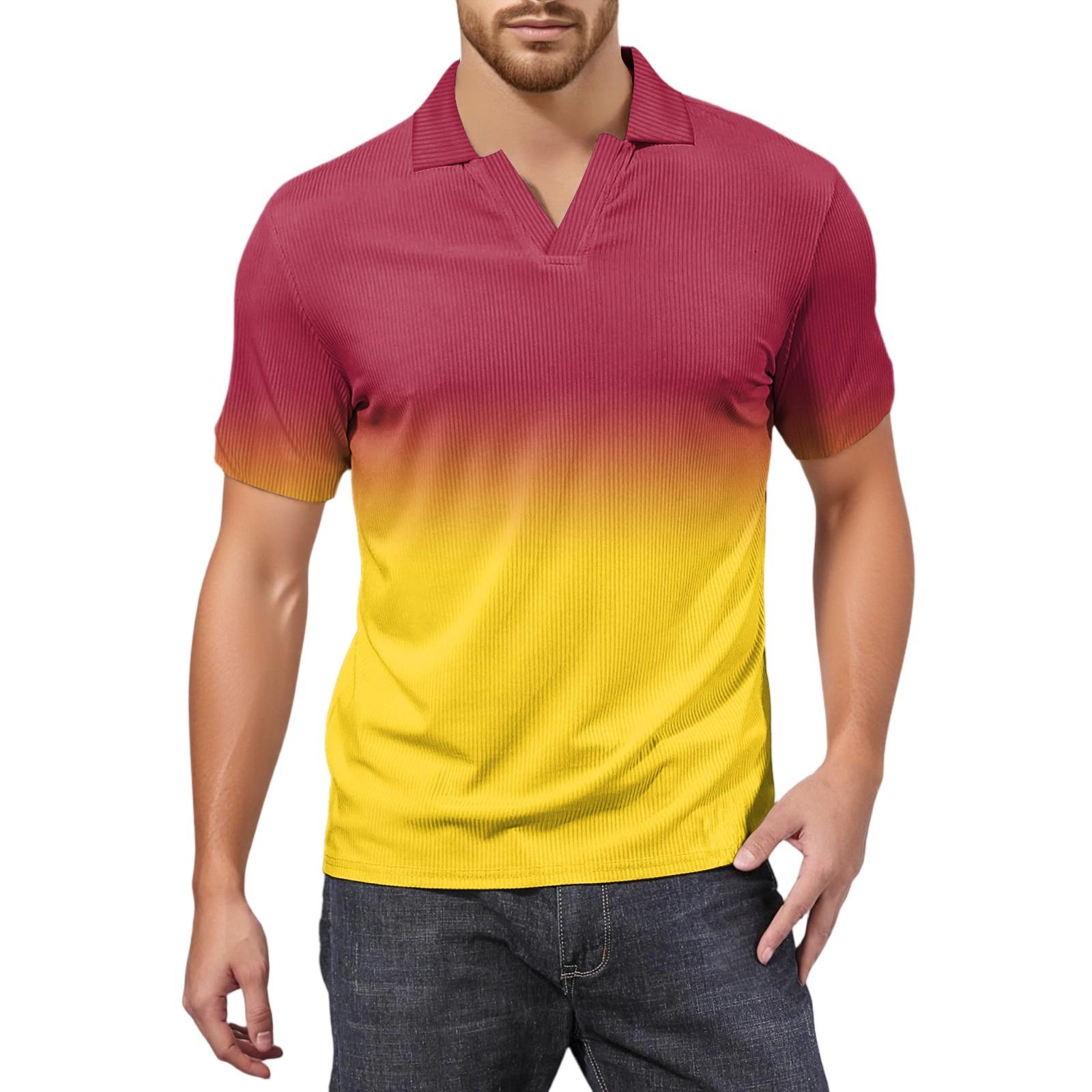 

Мужская модная футболка для гольфа с коротким рукавом и V-образным вырезом L красный