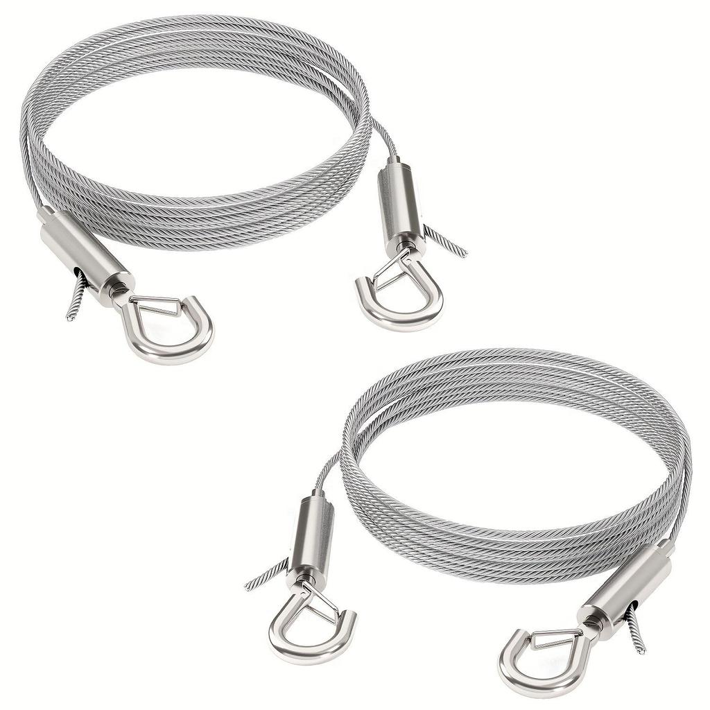 Adjustable 304 Stainless Steel Picture Hanging Wire with Double Hook for Lighting Suspension - 2PCS Pack