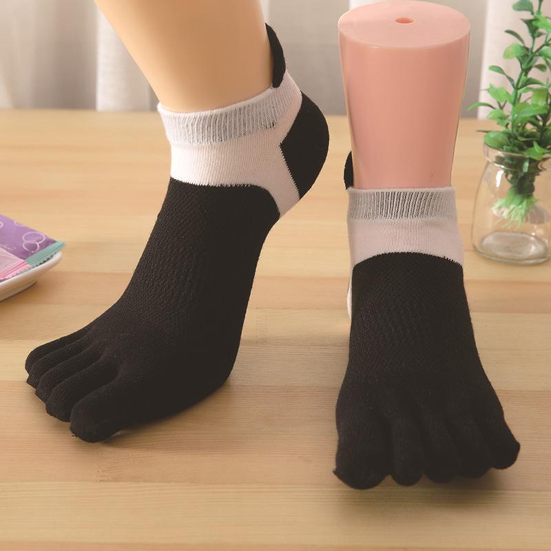 Mens Finger Five Toe Socks Sports Socks Breathable Cotton Socks чёрный