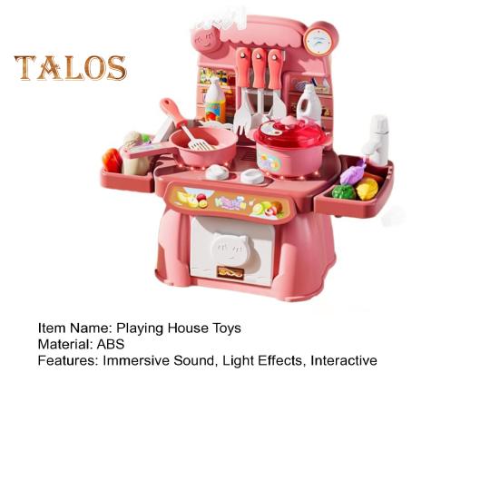 34-teiliges Kinderküchen-Spielset mit Sound- und Licht-Rollenspiel-Grillset für die Früherziehung, selbst angebautes Küchenspielzeug