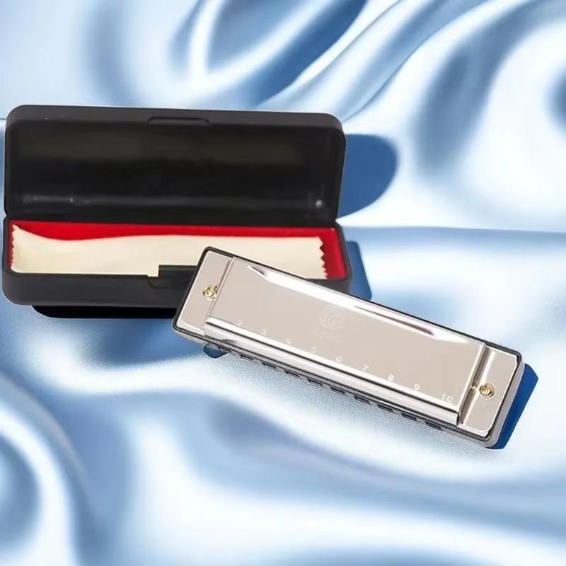 

10 Hole Diatonic Harmonica In Key Of C A Gift With Case For Beginner Students And Kids Early Education On Musicality Training 42X4X3CM срібний